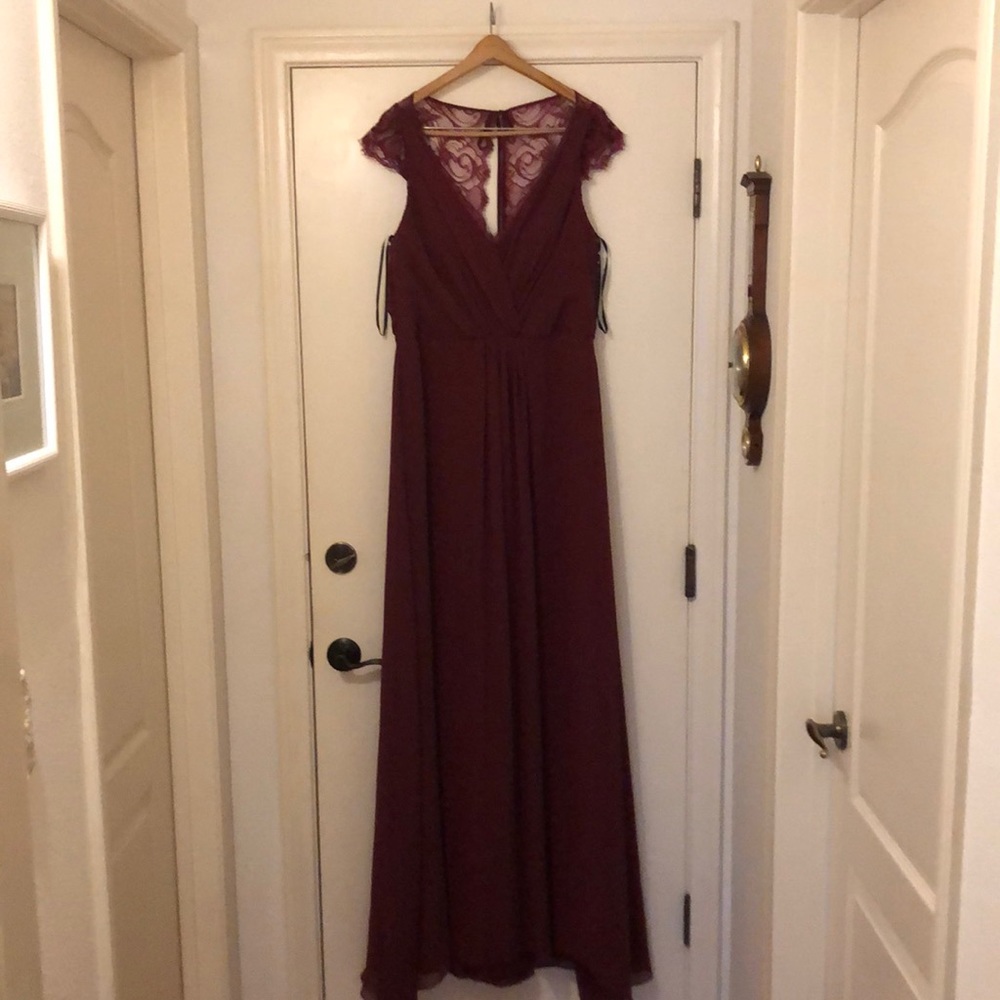 Bhldn Hayley Paige occasions burgundy bridesmaid